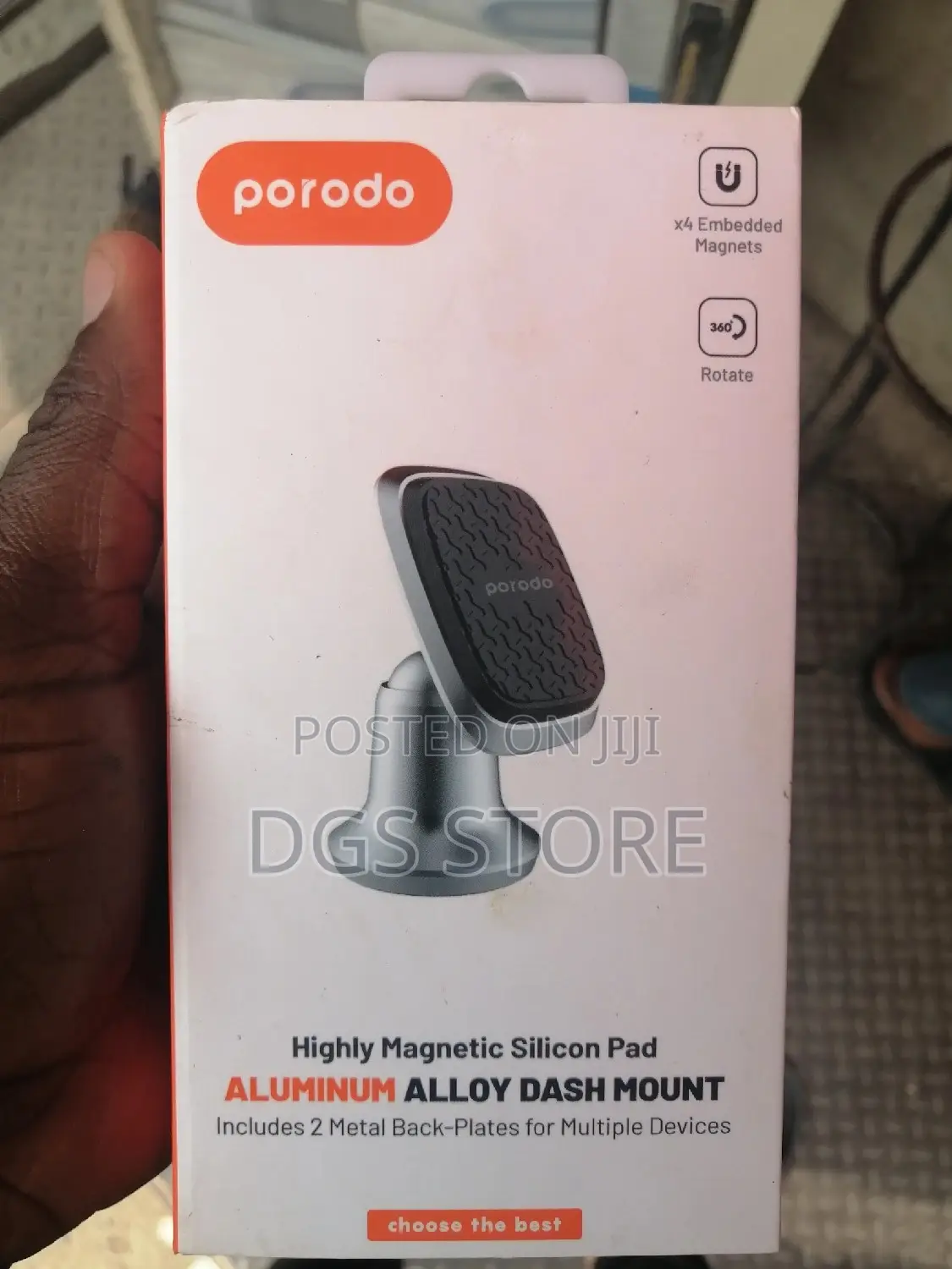 Porodo Aluminum Alloy Dash Mount Highly Magnetic Silicone