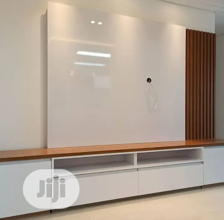 Tv False Wall and Wooden Console