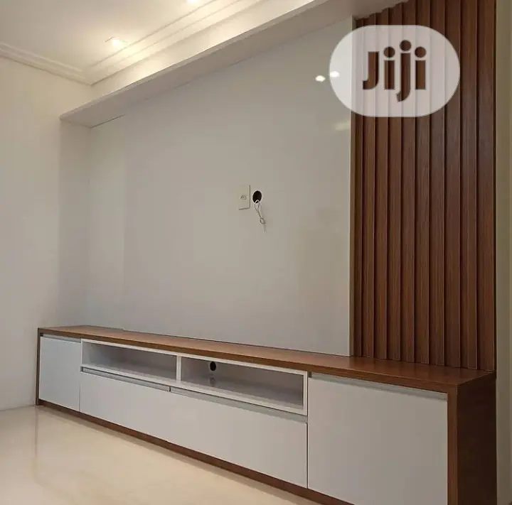 Tv False Wall and Wooden Console