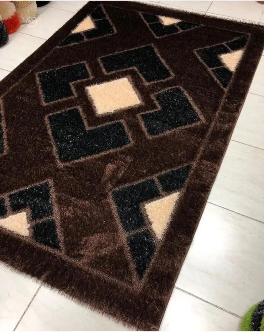 Coffee Brown and Gold Fluffy/Shaggy Center Rugs 7/10