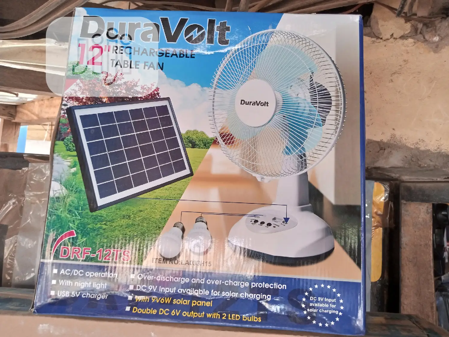Duravolt 12 Inches Table Rechargeable Fan