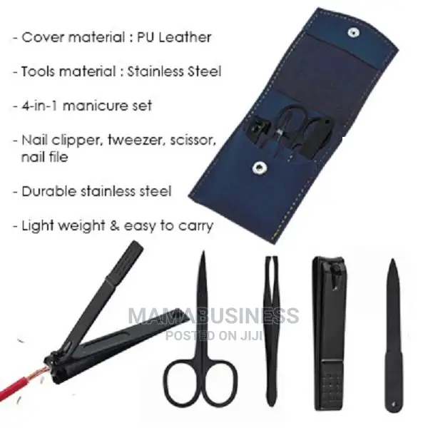4pcs Makeup Kit Manicure Set With PU Cover - Blue