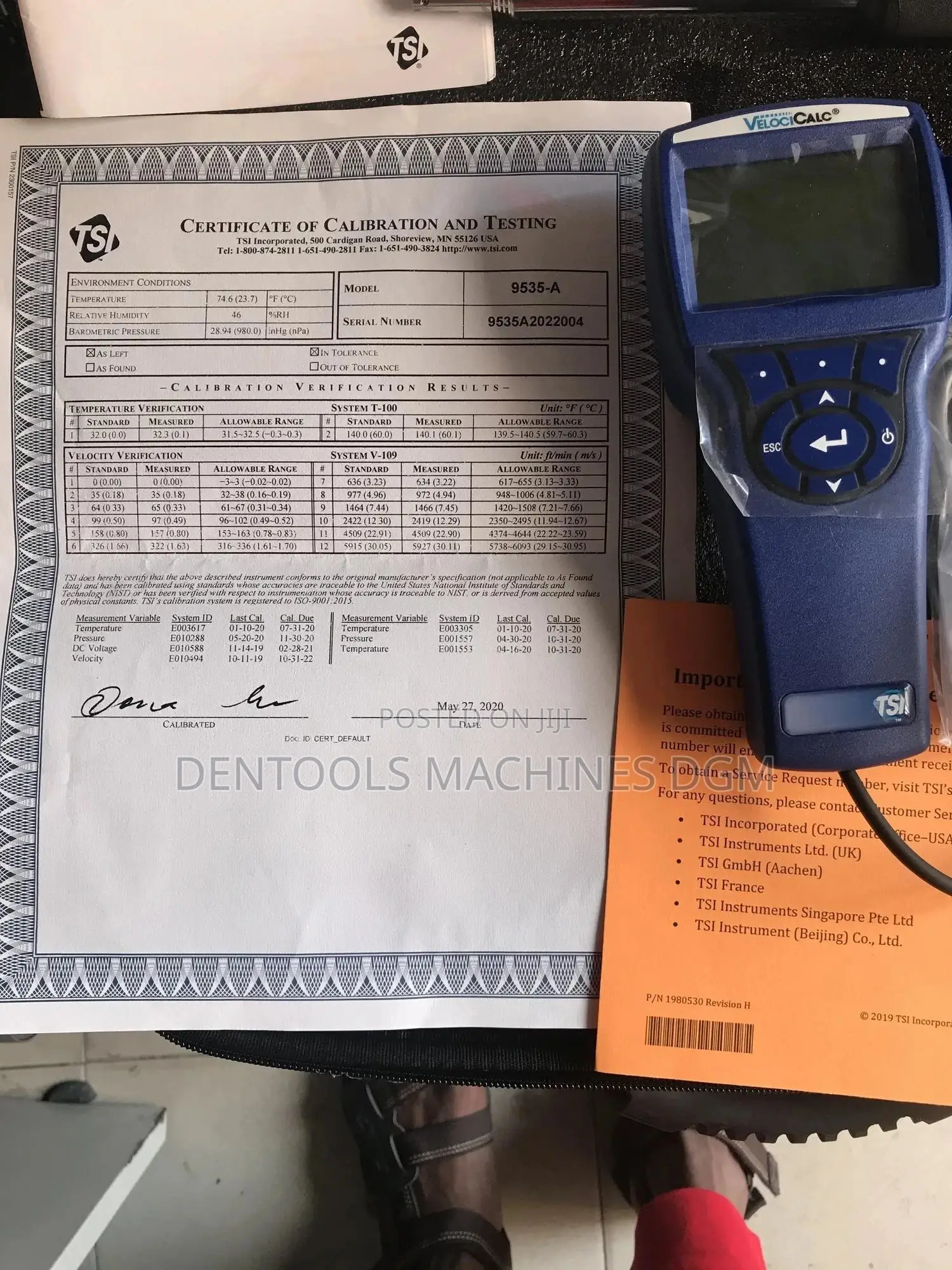 Digital Air Velocity Meter With Articulated Probe
