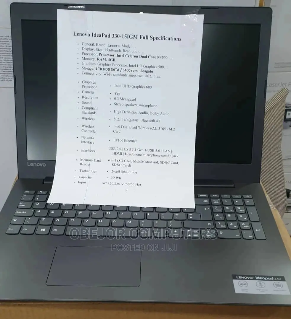 New Laptop Lenovo IdeaPad 330 4GB Intel Celeron HDD 1T