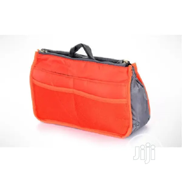 Double Zipper Cosmetics Organizer Bag - Orange