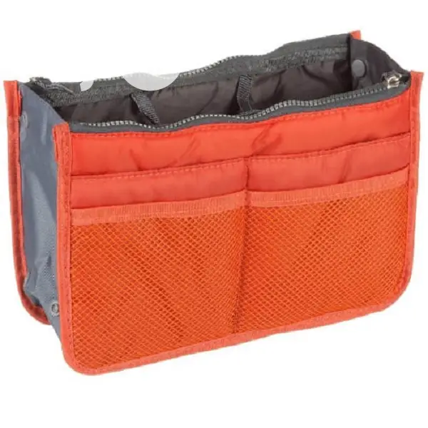 Double Zipper Cosmetics Organizer Bag - Orange