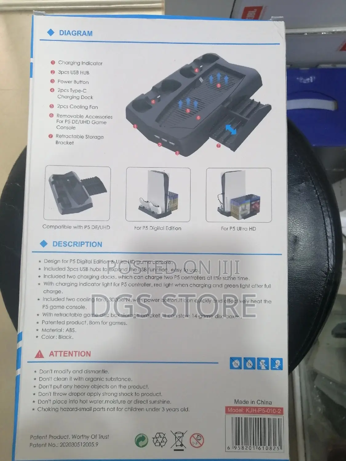 KJH Charging Stand With Cooling Fan for Ps5 Digital Edition