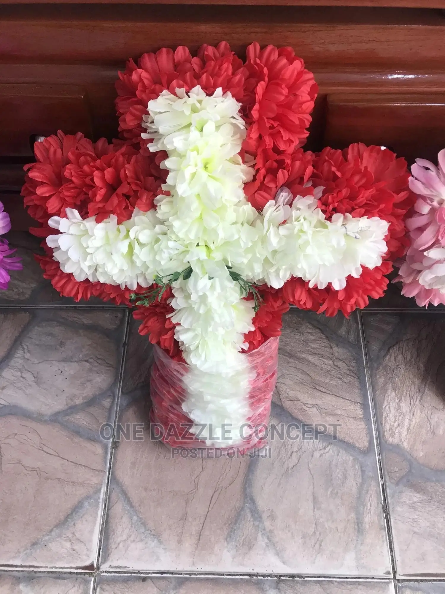 Funeral Wreath Cross and Heart Shape