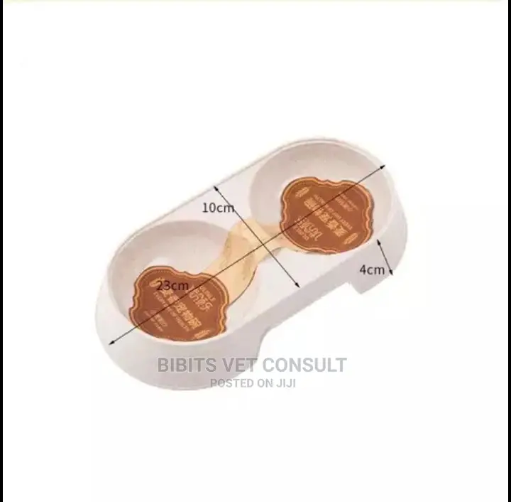 Small Plastic Double Pet Bowl for Cat and Small Dogs
