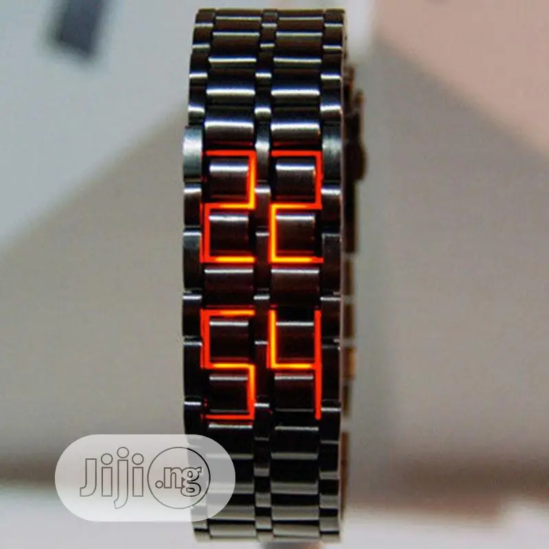 Black Full Metal Digital Lava Wrist Watch Unisex