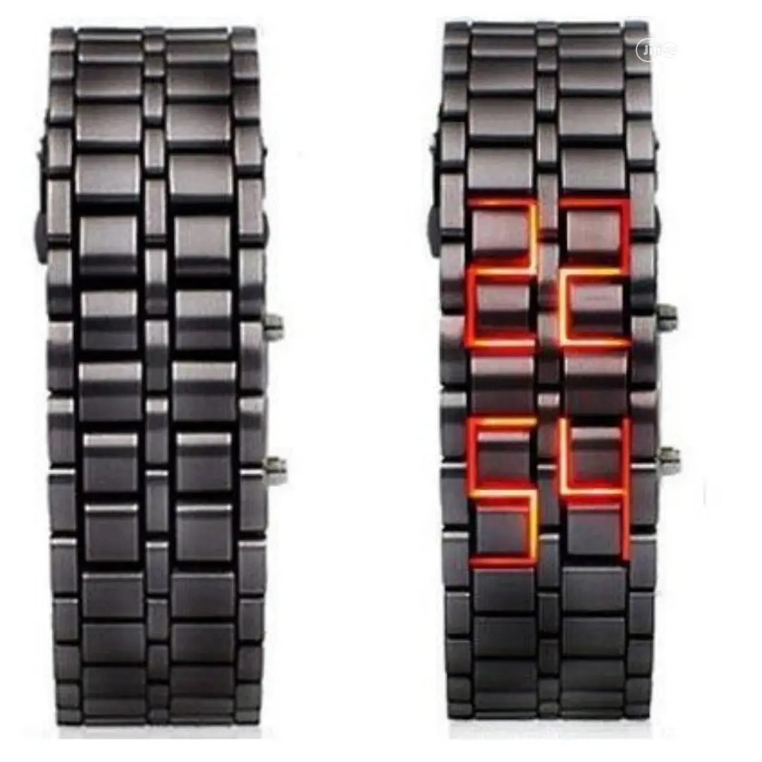 Black Full Metal Digital Lava Wrist Watch Unisex