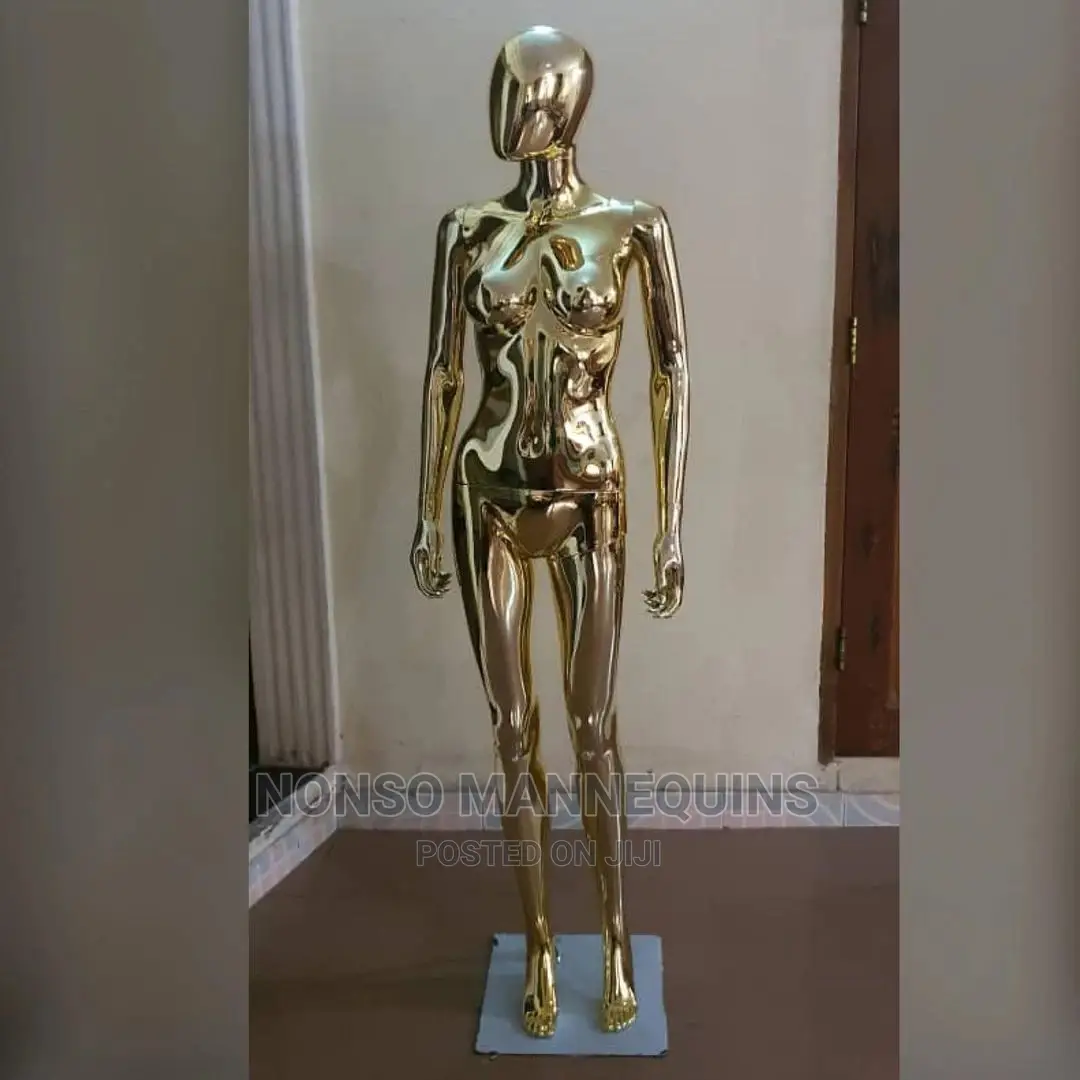 Size 8 Faceless Female Gold Chrome Mannequin