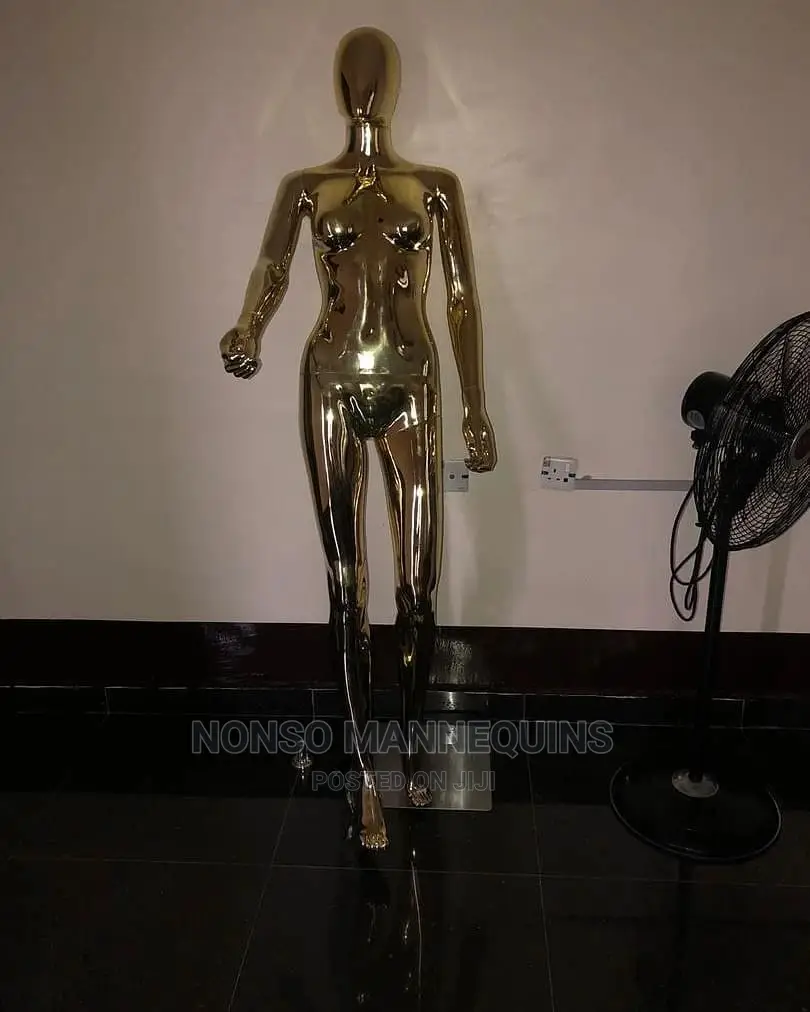 Size 8 Gold Chrome Egg Face Detachable Female Mannequins