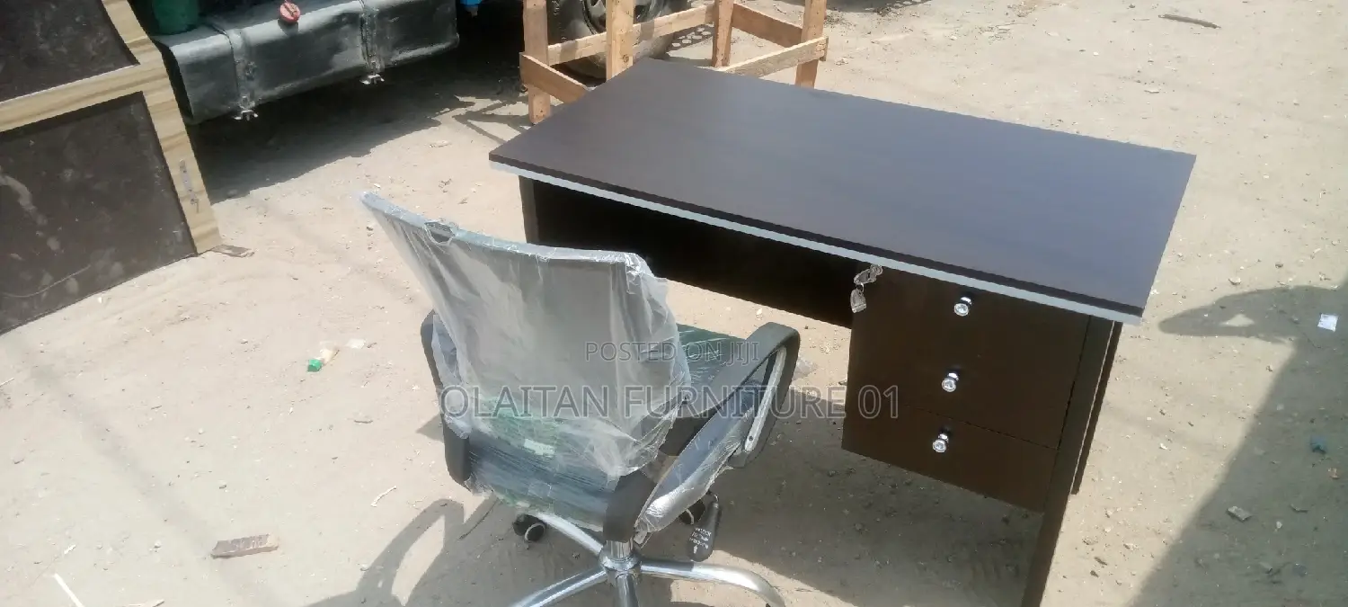 Newly Made Office Table+ Swivel Back Net Chair