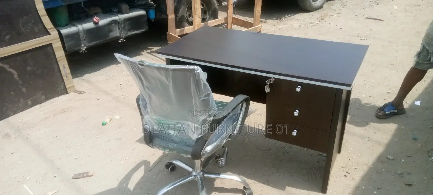 Newly Made Office Table+ Swivel Back Net Chair