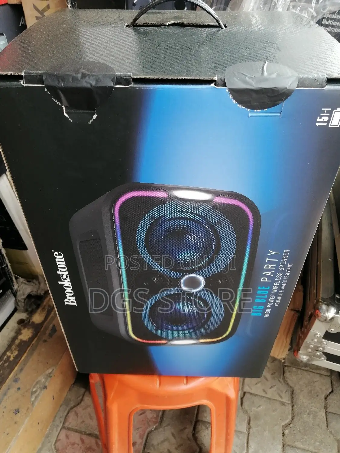 Brookstone Big Blue Party Bluetooth Built-in Qi Charging