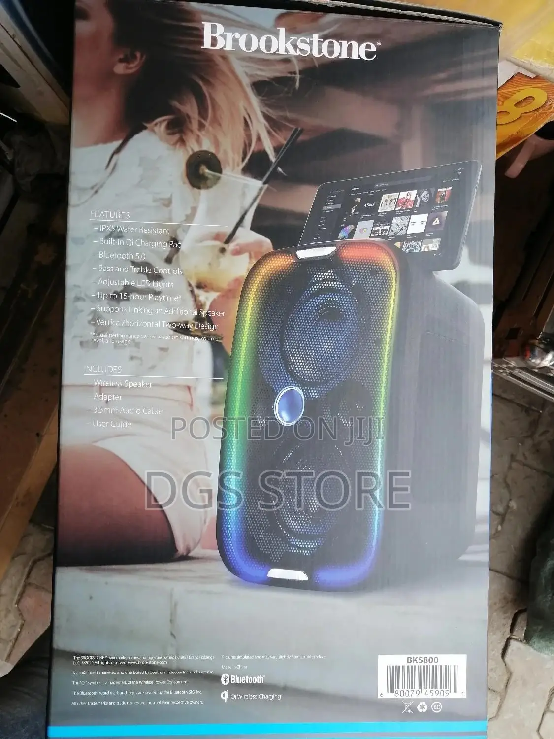 Brookstone Big Blue Party Bluetooth Built-in Qi Charging