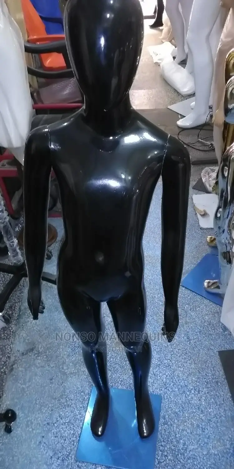 Glossy Black Chrome Unisex Kids Mannequins