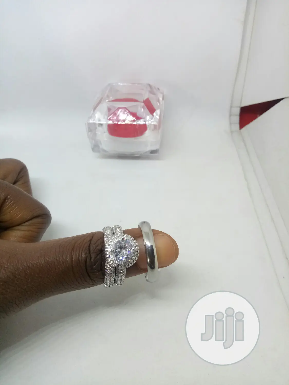 Zirconia Couples Set of Wedding Ring - Silver