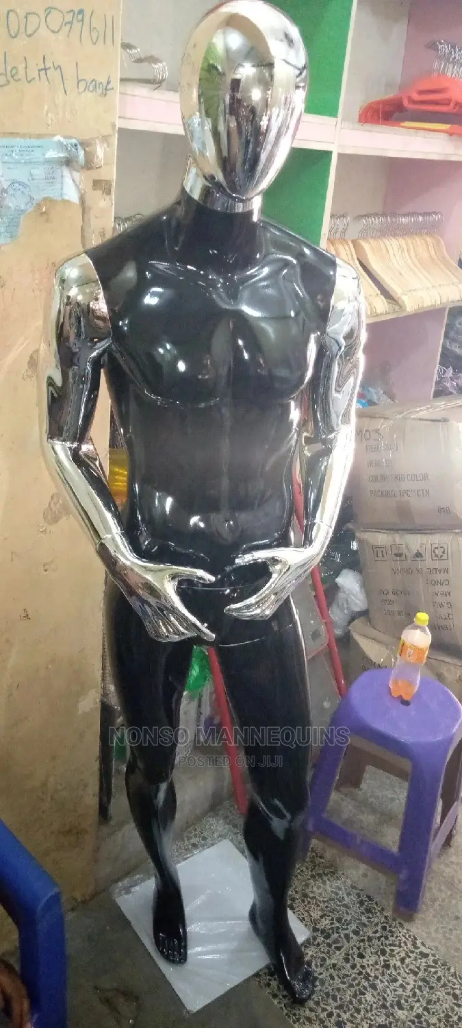 Silver and Black Male Fibre Full Body Mannequins
