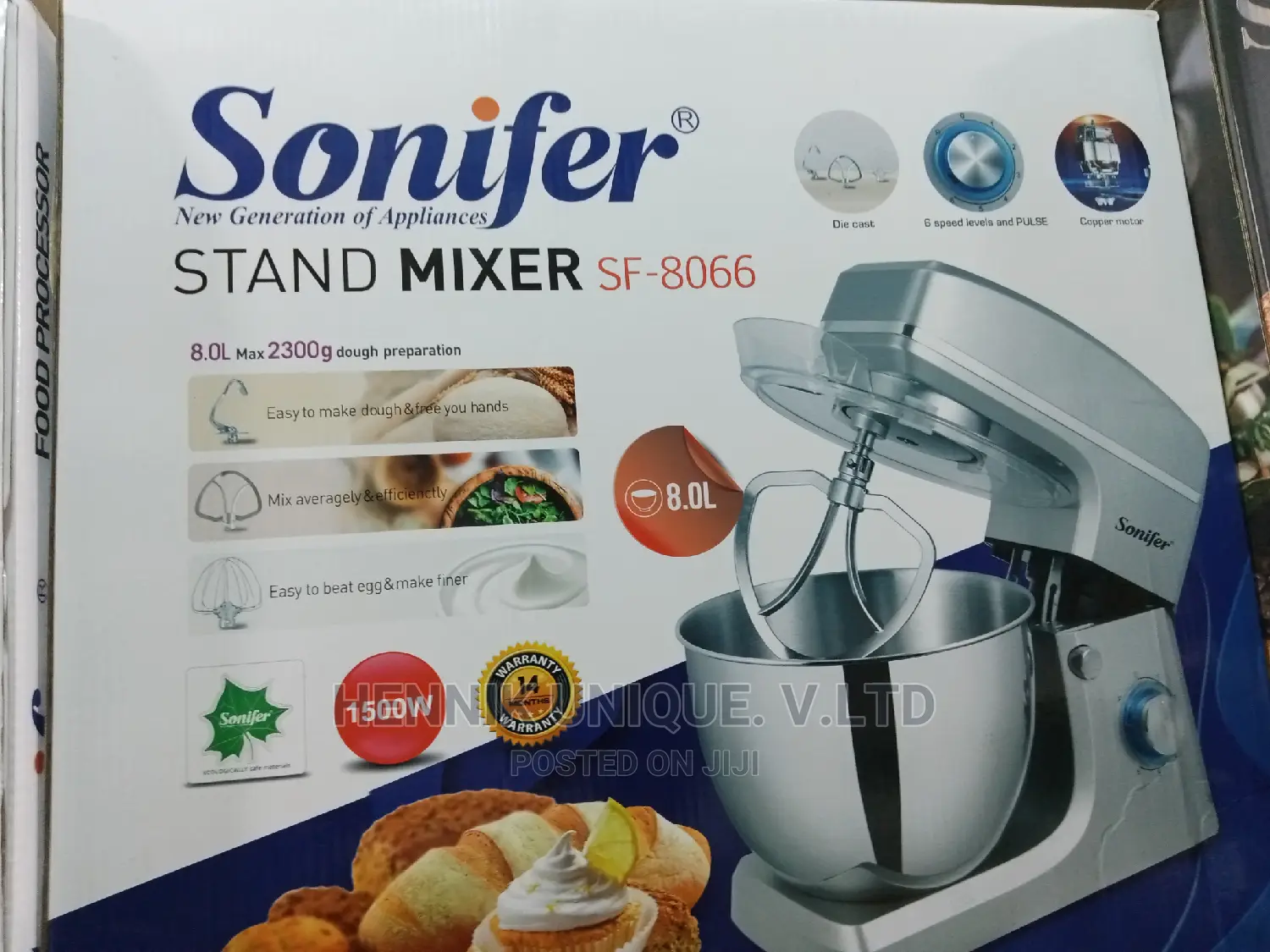 Sonifer Stand Mixer Sf 8066 15watts,8.0liters