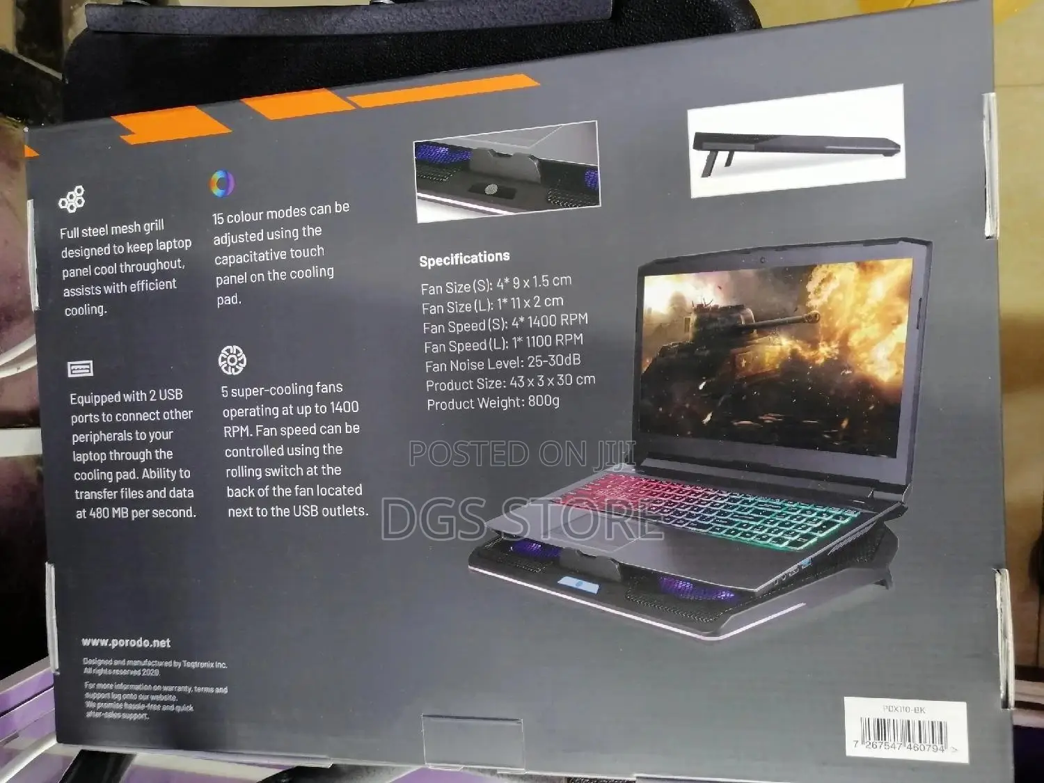 Porodo Multi-Fan Gaming Cooling Pad
