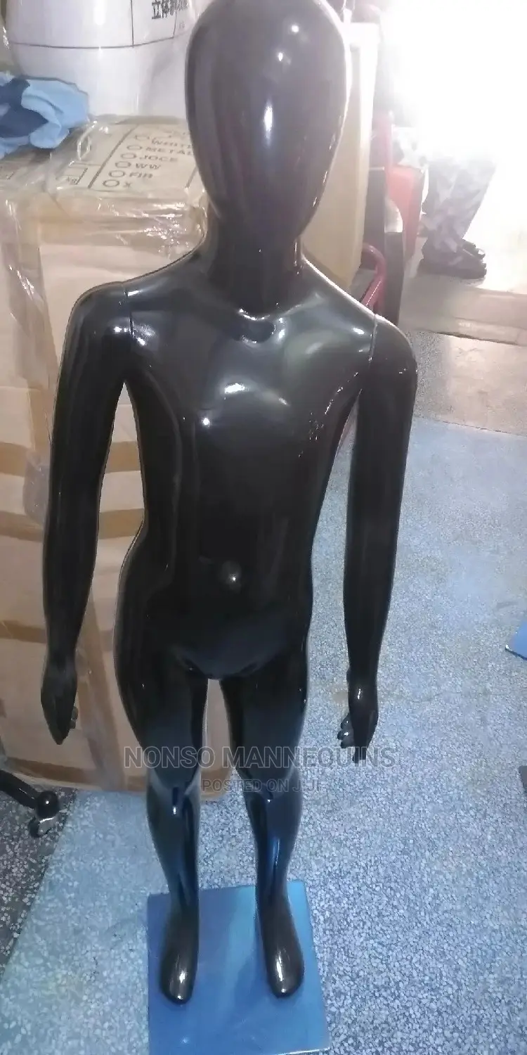 Age 5 To 10 Years Unisex Glossy Black Kids Mannequins