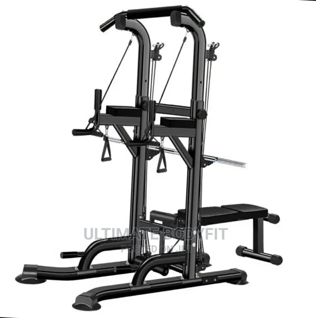 Brand New Power Tower With Rope Dip Station Pull Up Bench