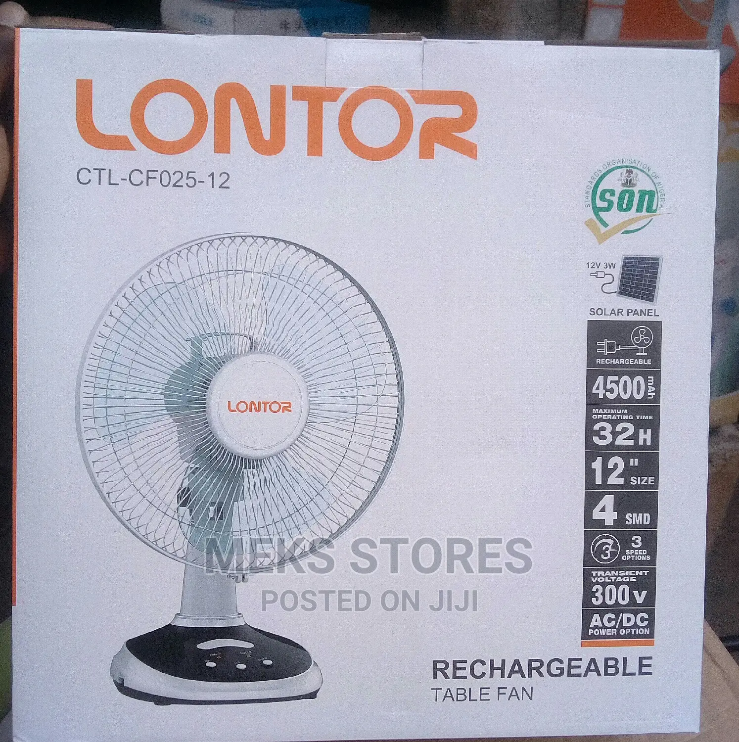 Lontor Rechargeable Table Fan
