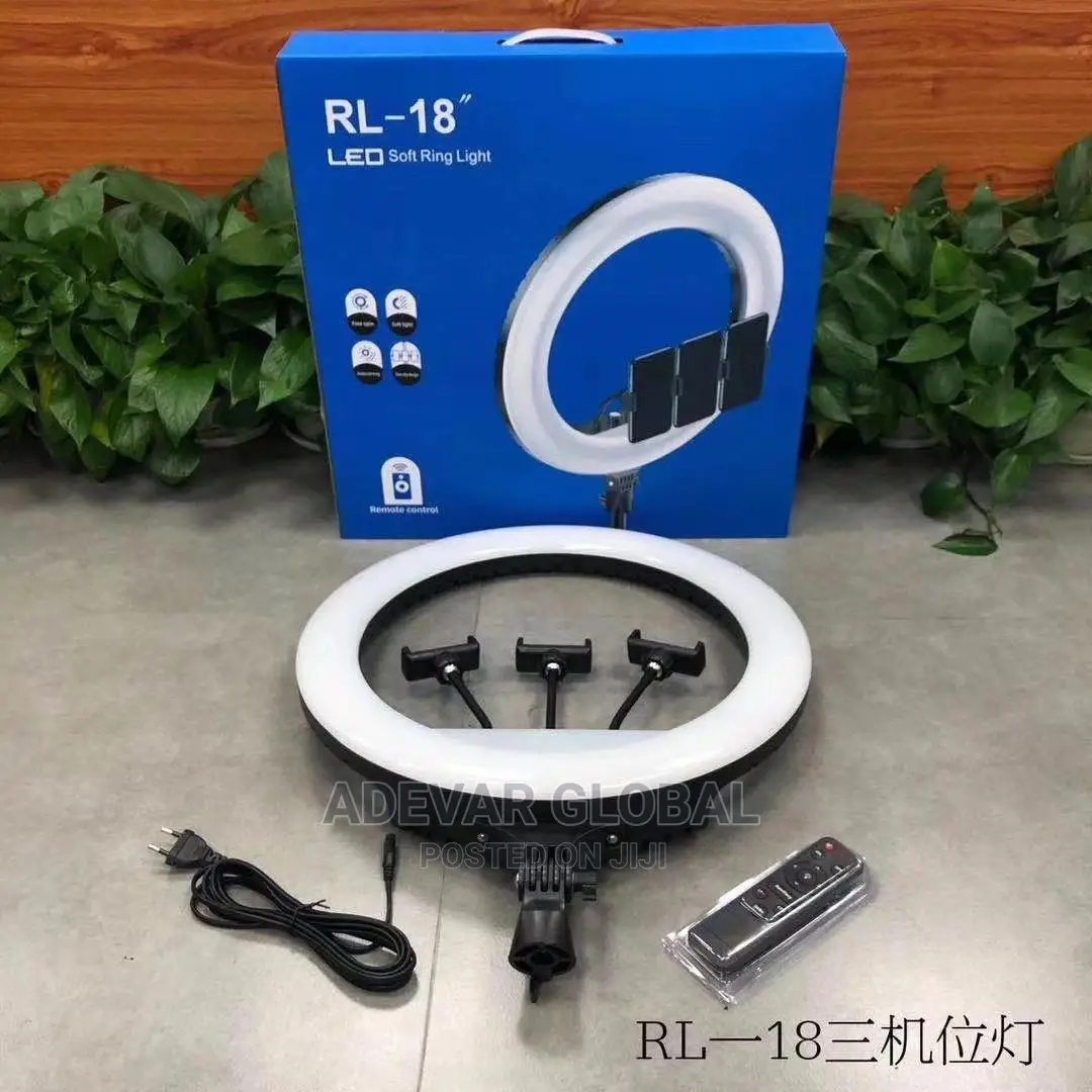 18 Inches Ring Light With Phone Holders, Remote, Bag, Stand