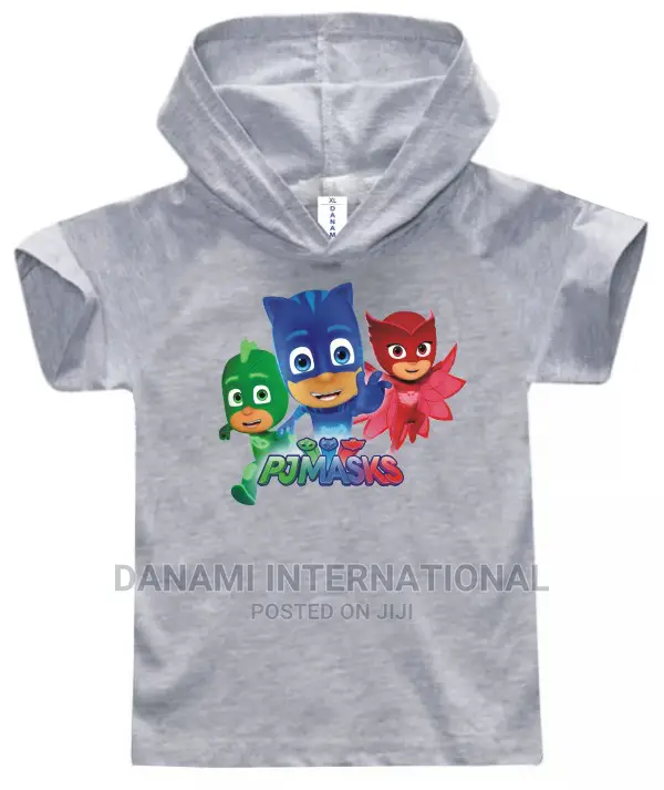PJ Masks Children Hooded T-Shirt- Light Grey