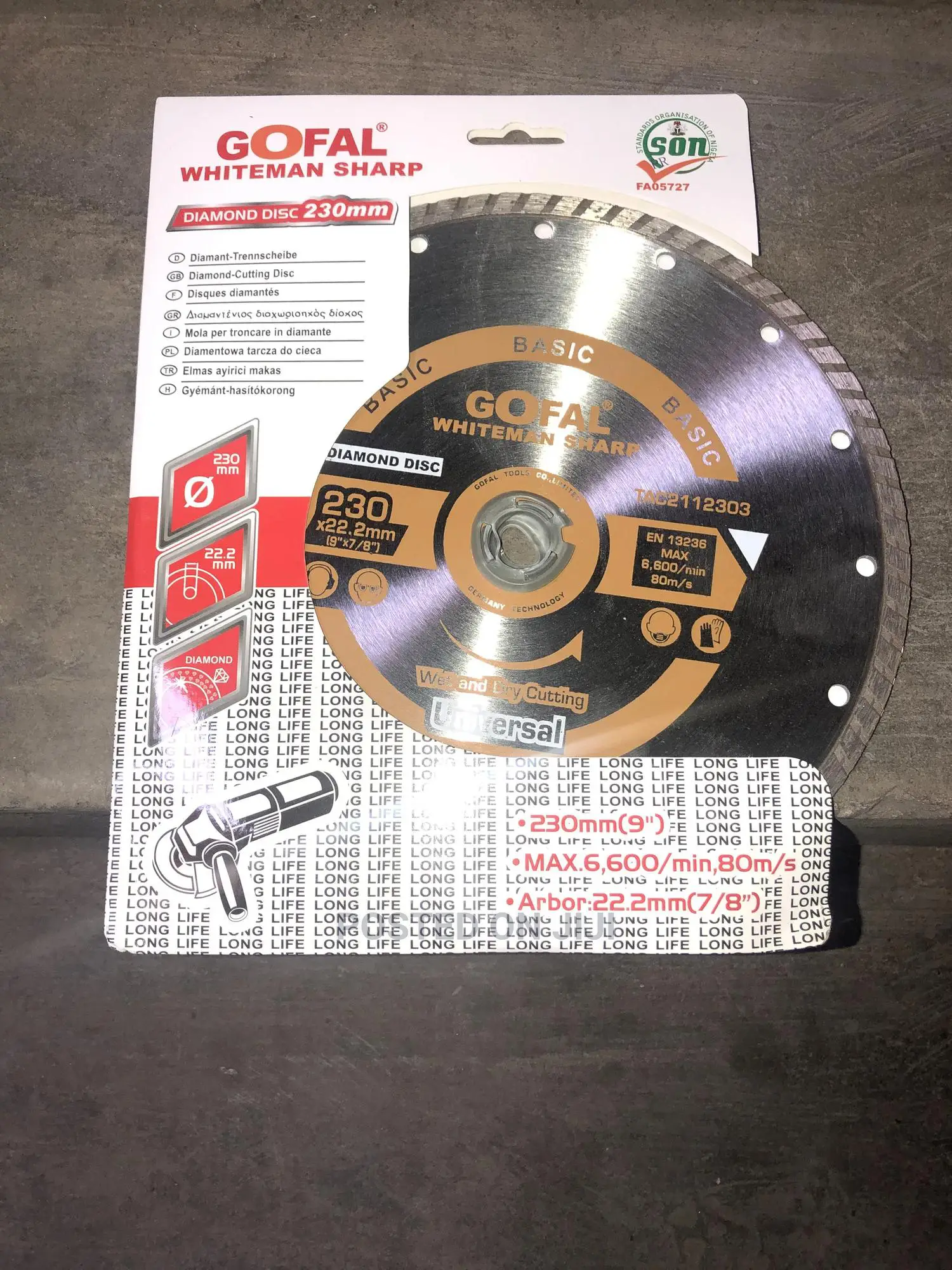 Gofal Diamond Disc 9” Professional
