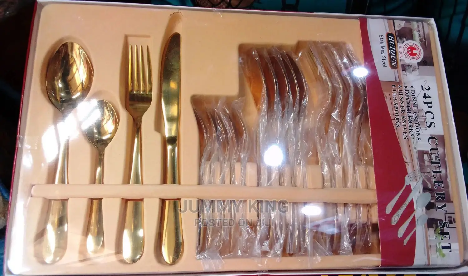 24-Piece Stainless Steel Gold Cutlery Set