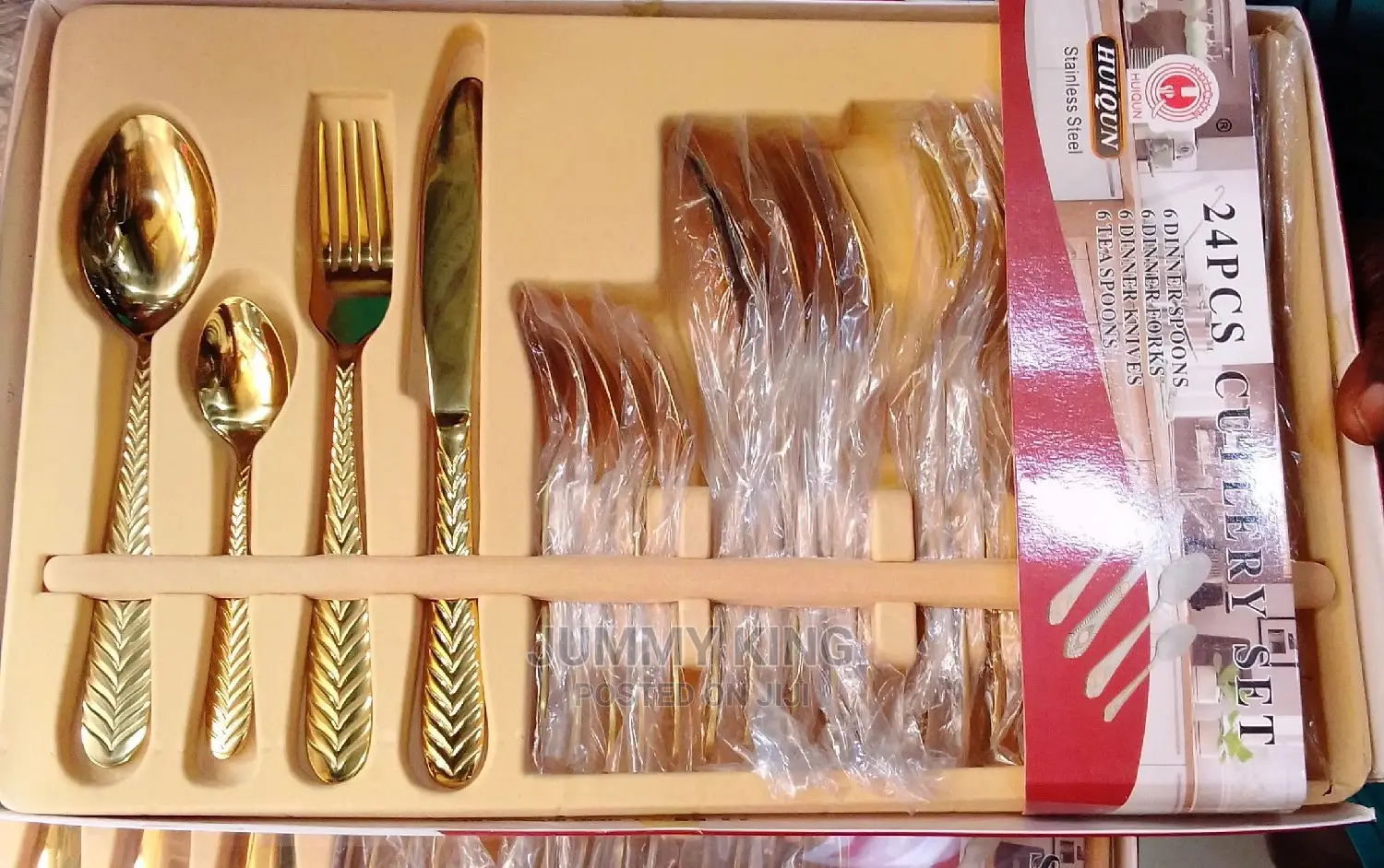 24-Piece Stainless Steel Gold Cutlery Set
