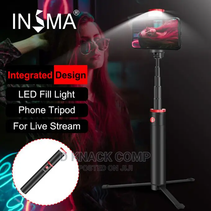 Insma Bluetooth Remote Control Selfie Stick With LED Light
