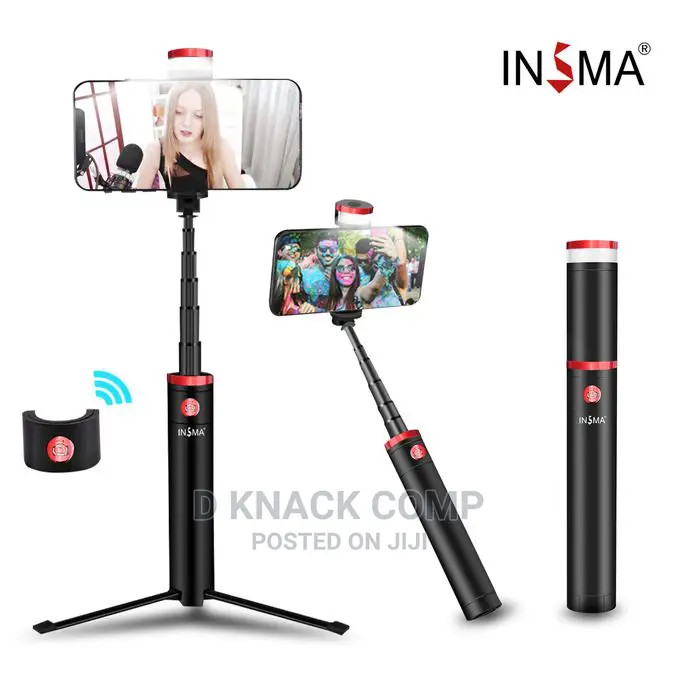 Insma Bluetooth Remote Control Selfie Stick With LED Light