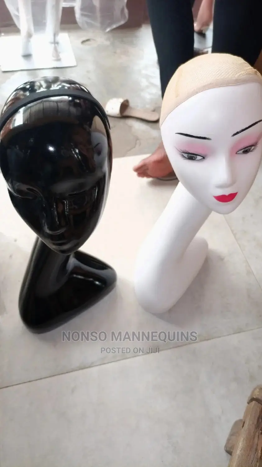Black And White Mannequins Heads For Hats Display