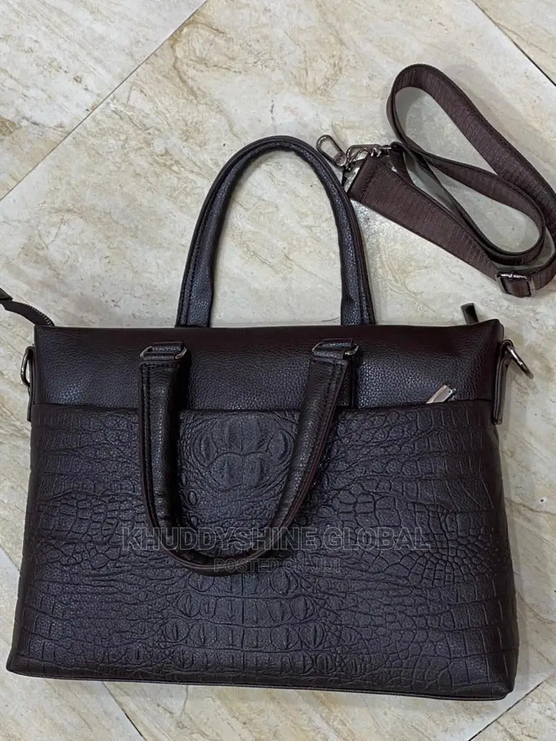 Business Briefcase Pattern Genuine Leather Men Handbag