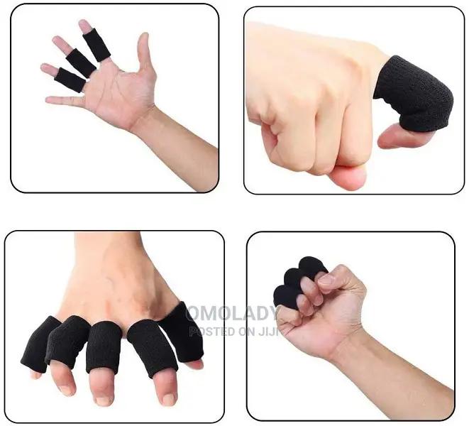 10 PCS Finger Sleeves Protectors Thumb Brace Support - Black