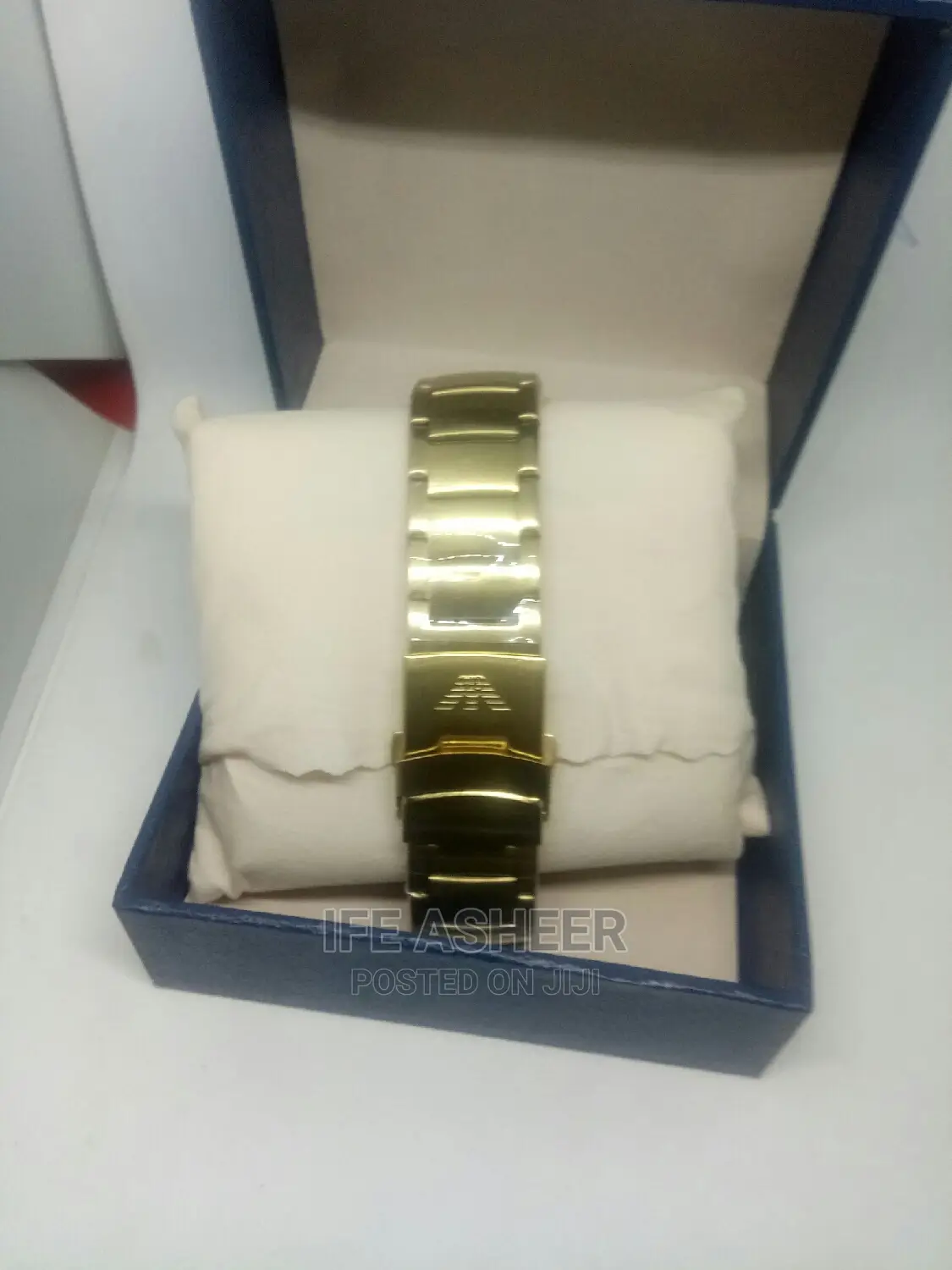 Emporio Armani Men's Black Face Gold Wrist Watch - Gold