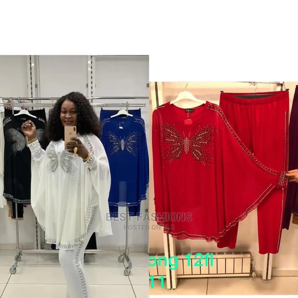 Ladies Chiffon Butterfly Top and Trousers