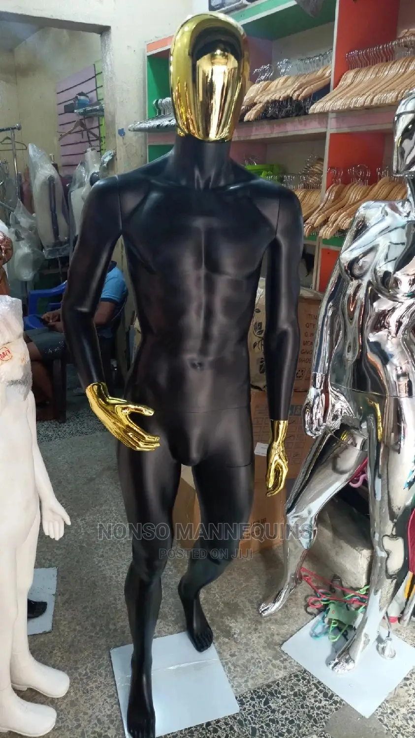 Gold Head and Gold Hands Black Body Male Mannequins