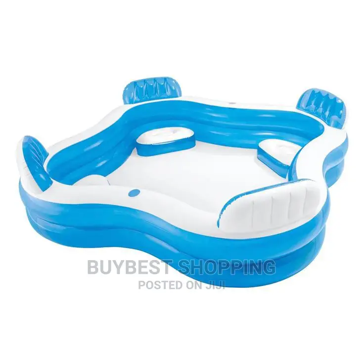Intex Lounge Inflatable Pool With Backrest 4 Seat Cushion