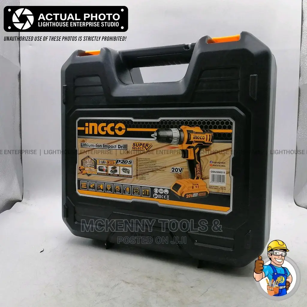 INGCO 20V Lithium-Ion Impact Drill/Cordless Hammer Drill