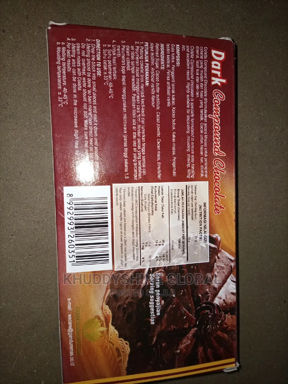 Chocolate Dark Compound Colatta 250gr