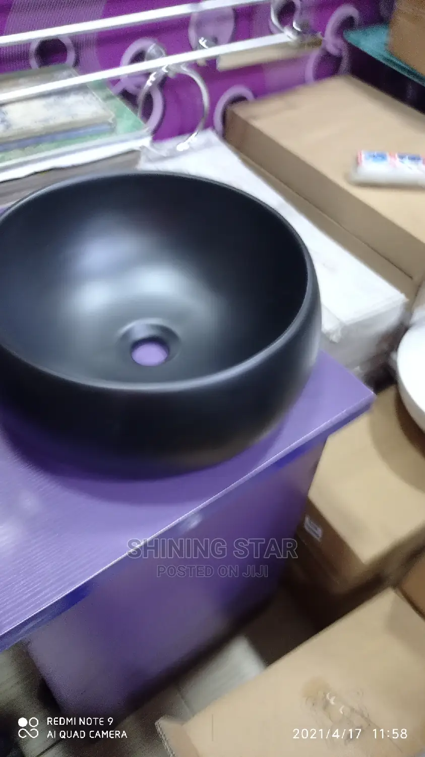 Black Ceramic Cabinet Basin