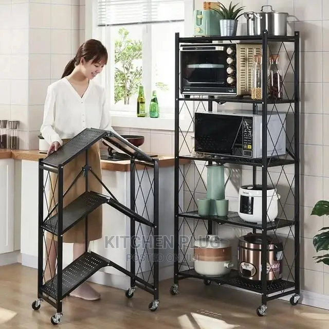 5 Layer Folding Storage Rack With Movable Wheel.