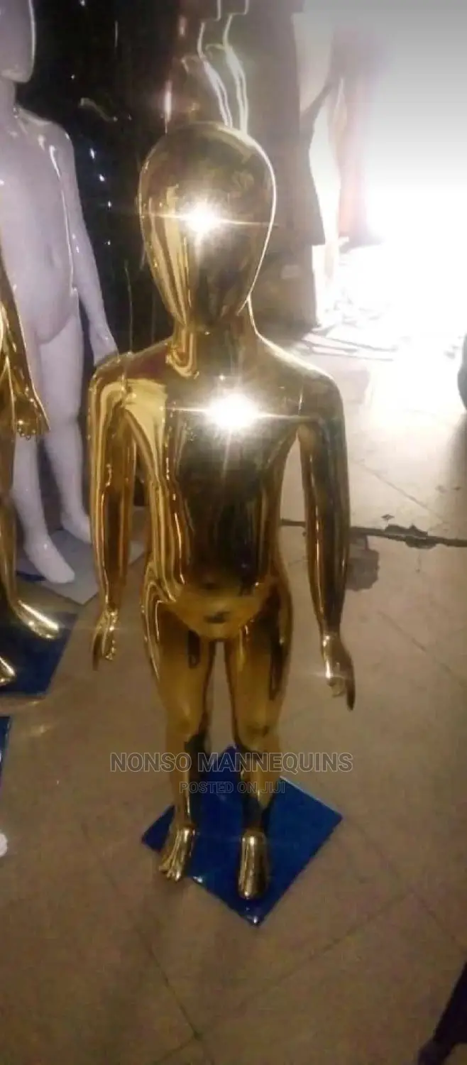 Age 4 To 6 Years Gold Chrome Unisex Kids Mannequins