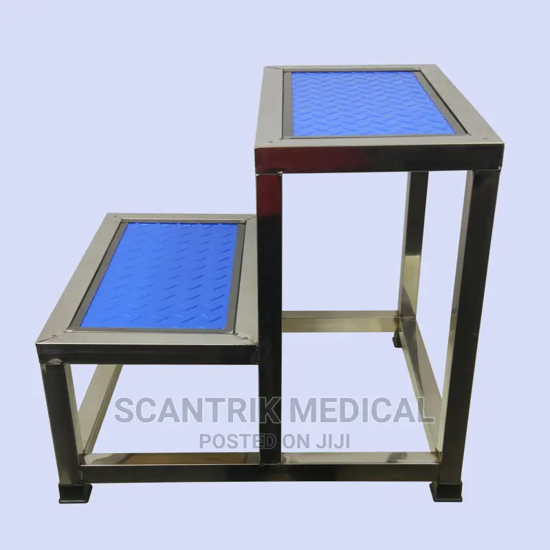 Hospital Stainless Steel Non-Slip Two Steps Foot Stool