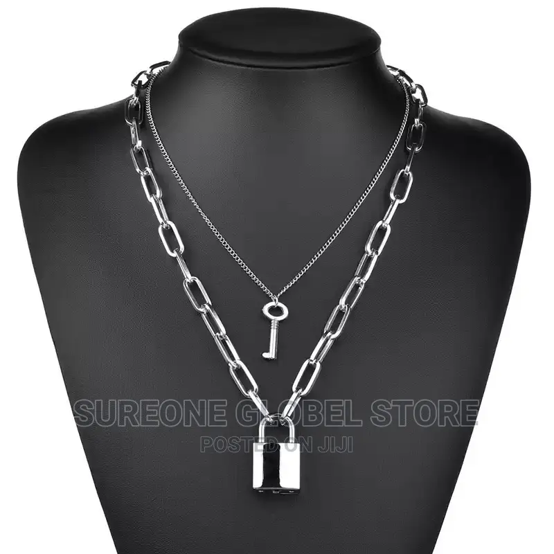 Lock Necklace Pendant Women Silver